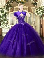 Elegant Floor Length Purple Quince Ball Gowns Sweetheart Sleeveless Lace Up(SKU SJQDDT1466002-3BIZ)