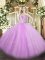 Lavender Ball Gowns Sweetheart Sleeveless Tulle Floor Length Lace Up Beading Vestidos de Quinceanera