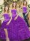 Affordable Three Pieces Quince Ball Gowns Purple Strapless Tulle Sleeveless Floor Length Lace Up