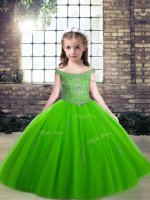 Enchanting Sleeveless Floor Length Beading Lace Up Pageant Dress with