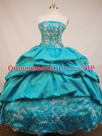 Best Seller Ball Gown Strapless Floor-Length Blue Pink Appliques and Beading Quinceanera Dresses Style FA-S-144