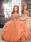 Beading and Ruffles Pageant Dress Wholesale Orange Lace Up Sleeveless Floor Length