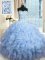 Elegant Light Blue Sleeveless Floor Length Beading and Ruffles and Sequins Lace Up Ball Gown Prom Dress