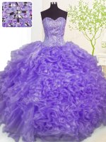 Pick Ups Sweetheart Sleeveless Lace Up Quinceanera Dresses Lavender Organza