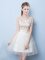 Hot Sale Square Sleeveless Tulle Quinceanera Court of Honor Dress Sequins and Bowknot Lace Up