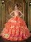 Surbiton Surrey Beading and Ruffles Cheap Orange Quinceanera Dress For In New York Sweetheart Strapless Ball Gown