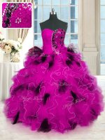 Simple Tulle Sleeveless Floor Length Quinceanera Dresses and Beading and Ruffles