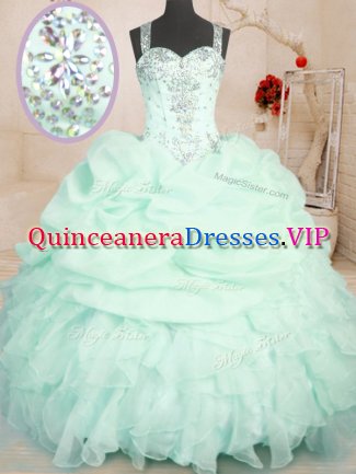 Dynamic Sleeveless Zipper Floor Length Beading and Ruffles and Pick Ups Quinceanera Dress
