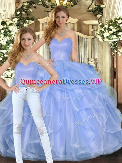 Organza Sleeveless Floor Length Ball Gown Prom Dress and Ruffles - Click Image to Close