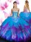 Multi-color Ball Gowns Sweetheart Sleeveless Tulle Floor Length Lace Up Beading and Ruffled Layers Quinceanera Dress