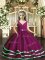 Purple V-neck Neckline Beading and Ruching Kids Formal Wear Sleeveless Backless