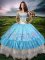 Wonderful Baby Blue Lace Up Off The Shoulder Beading and Embroidery and Ruffled Layers Quinceanera Dresses Taffeta Sleeveless
