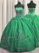 Edgy Green Ball Gowns Taffeta Strapless Sleeveless Beading and Embroidery Floor Length Lace Up 15 Quinceanera Dress