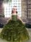 Ball Gowns Pageant Gowns For Girls Olive Green Straps Tulle Sleeveless Floor Length Lace Up