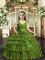 Ball Gowns Girls Pageant Dresses Olive Green V-neck Sleeveless Floor Length Backless