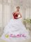 Pitsea East Anglia White and Wine Red Appliques Stylish Quinceanera Dress With Strapless Pick-ups