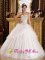 Obernburg White Quinceanera Dress With Sweetheart Beaded Bodice and Pick-ups Tulle