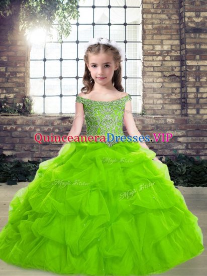 Organza Off The Shoulder Sleeveless Lace Up Beading and Pick Ups Pageant Dress Wholesale in - Click Image to Close
