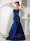 Ciudad Evita Argentina Elegent Blue Mermaid Sweetheart Ruched Bodice Floor-length Taffeta Beading and Ruch Quinceanera Dama Dress