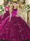 Comfortable Ball Gowns Quinceanera Gowns Fuchsia Scoop Tulle Sleeveless Floor Length Lace Up
