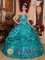 Pretty Strapless Appliques Brand New Turquoise Attleboro Massachusetts/MA Quinceanera Dress Organza Ball Gown