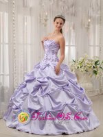 Clinton Arkansas/AR Sweet Lilac Pick-ups and Appliques Sweet 16 Dress With Strapless Taffeta In Spring