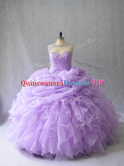 Lavender Quinceanera Dress Scoop Sleeveless Brush Train Lace Up - Click Image to Close