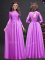 Traditional Lilac Long Sleeves Appliques Floor Length Damas Dress
