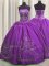 Taffeta Sleeveless Floor Length Quinceanera Dresses and Embroidery