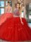 Fashion Scoop Sleeveless Backless Floor Length Beading and Ruffles Quinceanera Dresses