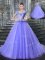Cheap Straps Sleeveless With Train Beading Lace Up 15 Quinceanera Dress with Lavender Brush Train