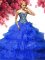 Graceful Royal Blue Sweetheart Neckline Beading and Ruffled Layers Quinceanera Dress Sleeveless Lace Up