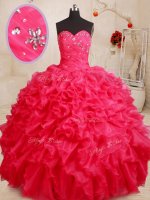 Captivating Sleeveless Lace Up Floor Length Beading and Ruffles Ball Gown Prom Dress