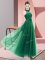 Dark Green Quinceanera Court of Honor Dress Wedding Party with Beading and Appliques Halter Top Sleeveless Lace Up