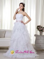 Moss Norway A-line/Princess Stapless High-low Organza Beading Floor-length Quinceanera Dama Dress White Sweetheart(SKU MLXN162BIZ)