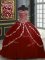 Beading and Appliques Quince Ball Gowns Burgundy Lace Up Sleeveless With Brush Train