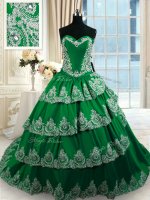 Deluxe Sleeveless Court Train Beading and Appliques and Ruffled Layers Lace Up Quinceanera Dress