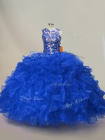 Dramatic Royal Blue Scoop Lace Up Ruffles and Sequins Vestidos de Quinceanera Sleeveless(SKU PSSW0915-7BIZ)