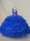 Dramatic Royal Blue Scoop Lace Up Ruffles and Sequins Vestidos de Quinceanera Sleeveless