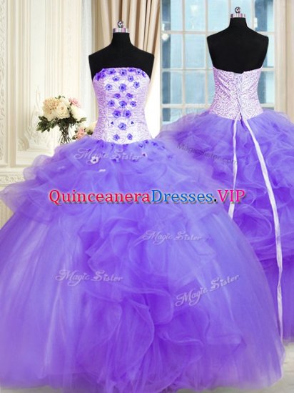 Inexpensive Tulle Sleeveless Floor Length Sweet 16 Dresses and Pick Ups and Hand Made Flower - Click Image to Close