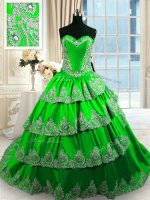 Fine Sweet 16 Dresses Military Ball and Sweet 16 and Quinceanera with Beading and Appliques and Ruffled Layers Sweetheart Sleeveless Court Train Lace Up