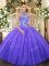 Purple Lace Up Sweet 16 Dress Beading and Embroidery Sleeveless