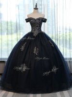 Custom Made Navy Blue Sleeveless Appliques Floor Length Sweet 16 Dresses(SKU SWQD230BIZ)