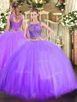 Inexpensive Tulle Sleeveless Floor Length Sweet 16 Quinceanera Dress and Beading
