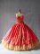 Ball Gowns Quinceanera Gown Coral Red Sweetheart Satin and Organza Sleeveless Floor Length Lace Up