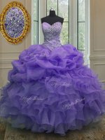 Hot Sale Pick Ups Floor Length Ball Gowns Sleeveless Lavender Quinceanera Dresses Lace Up