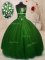 Cute Green Ball Gowns Strapless Sleeveless Tulle Floor Length Lace Up Beading 15th Birthday Dress