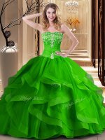 Elegant Embroidery and Ruffles Ball Gown Prom Dress Lace Up Sleeveless Floor Length(SKU YSQD063-2BIZ)