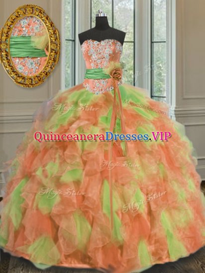 Multi-color Sleeveless Organza Lace Up 15th Birthday Dress for Military Ball and Sweet 16 and Quinceanera - Click Image to Close