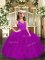Wonderful Purple Little Girls Pageant Dress Party and Wedding Party with Ruffles V-neck Sleeveless Zipper